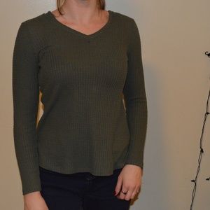 Green long sleeve top with hood